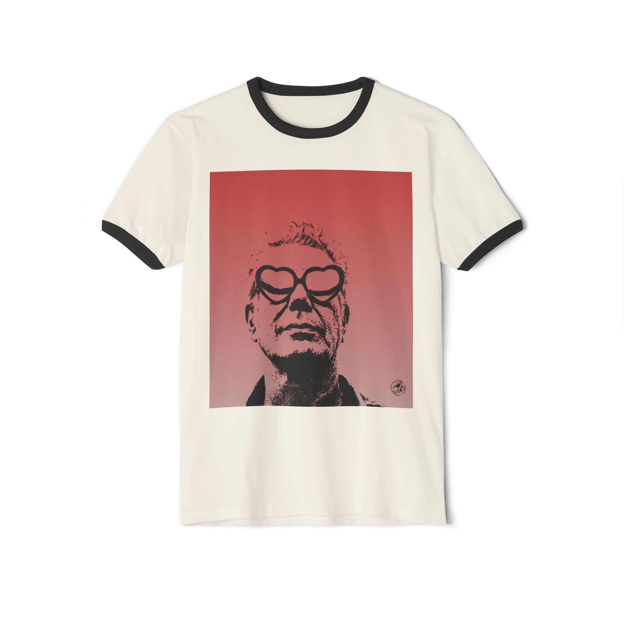 Vintage Portrait Ringer T‑Shirt — Bold Heart Sunglasses Graphic