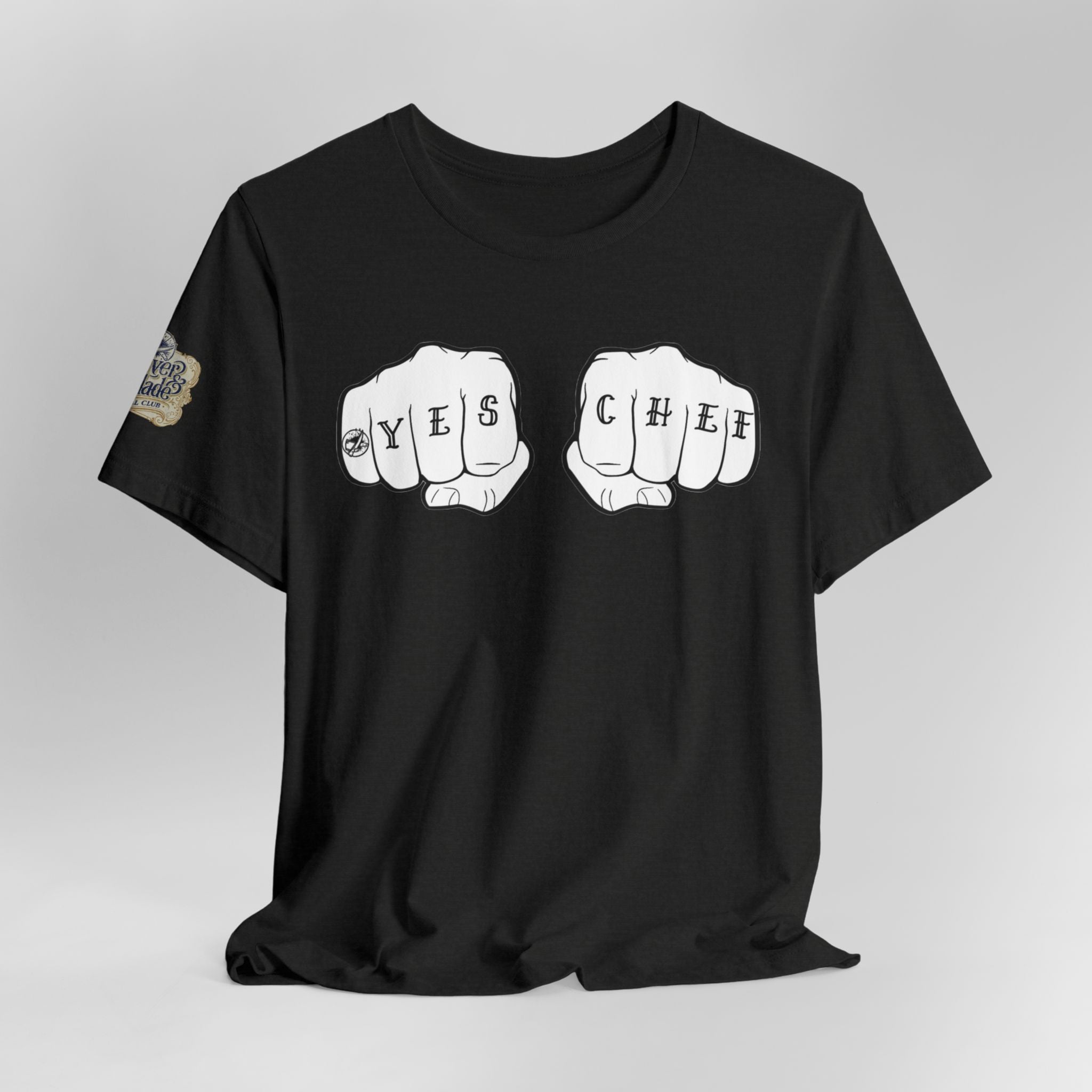 Knuckle Tattoo 'YES CHEF' T-Shirt — Chef Kitchen Tattoo Graphic Tee