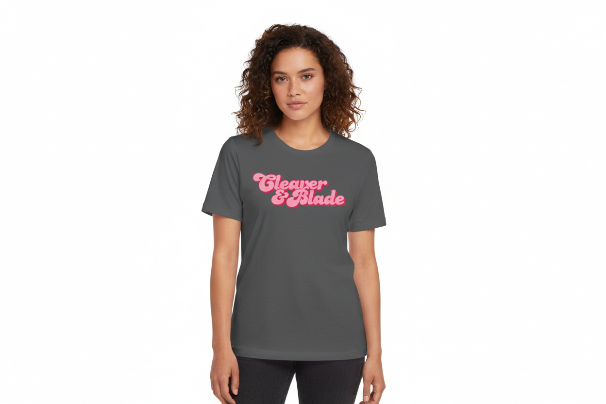 Cleaner & Blade Pink Retro Logo Tee
