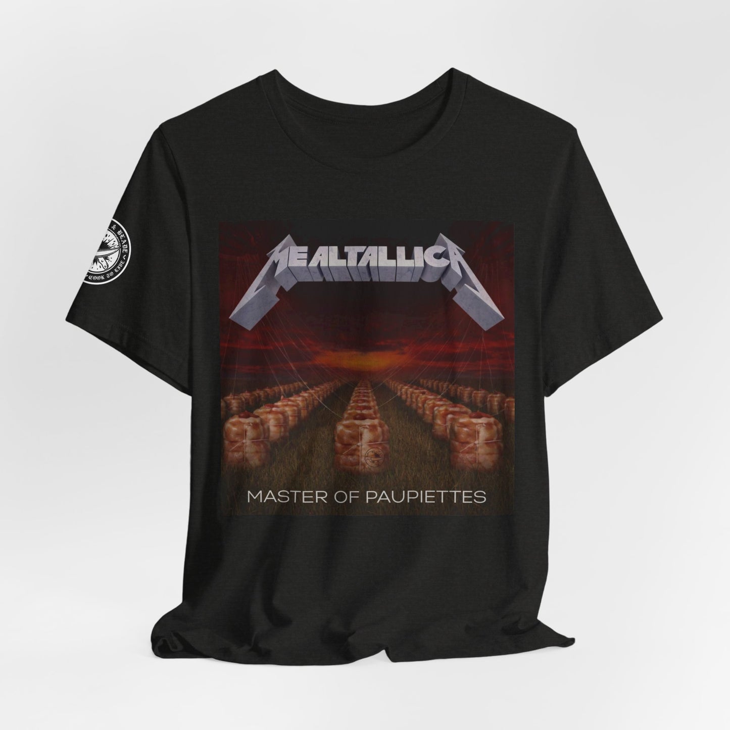 The MEALTALLICA™ – Master of Paupiettes Tee is built for chefs who run their stations like act