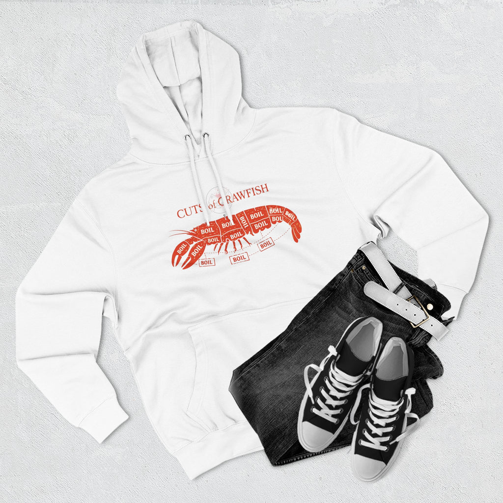 Crawfish Cuts Diagram Hoodie — Seafood Lover Graphic Fleece Hoodie