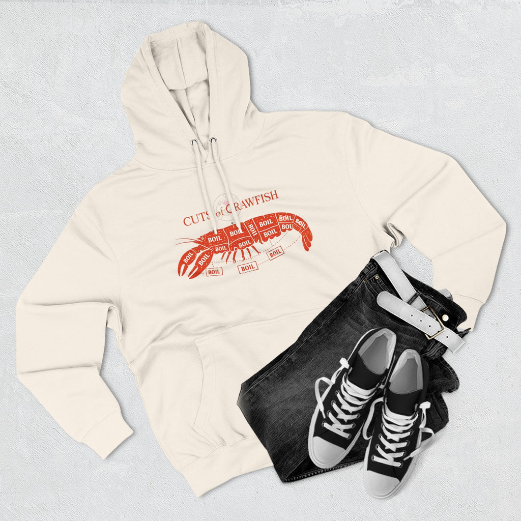 Crawfish Cuts Diagram Hoodie — Seafood Lover Graphic Fleece Hoodie