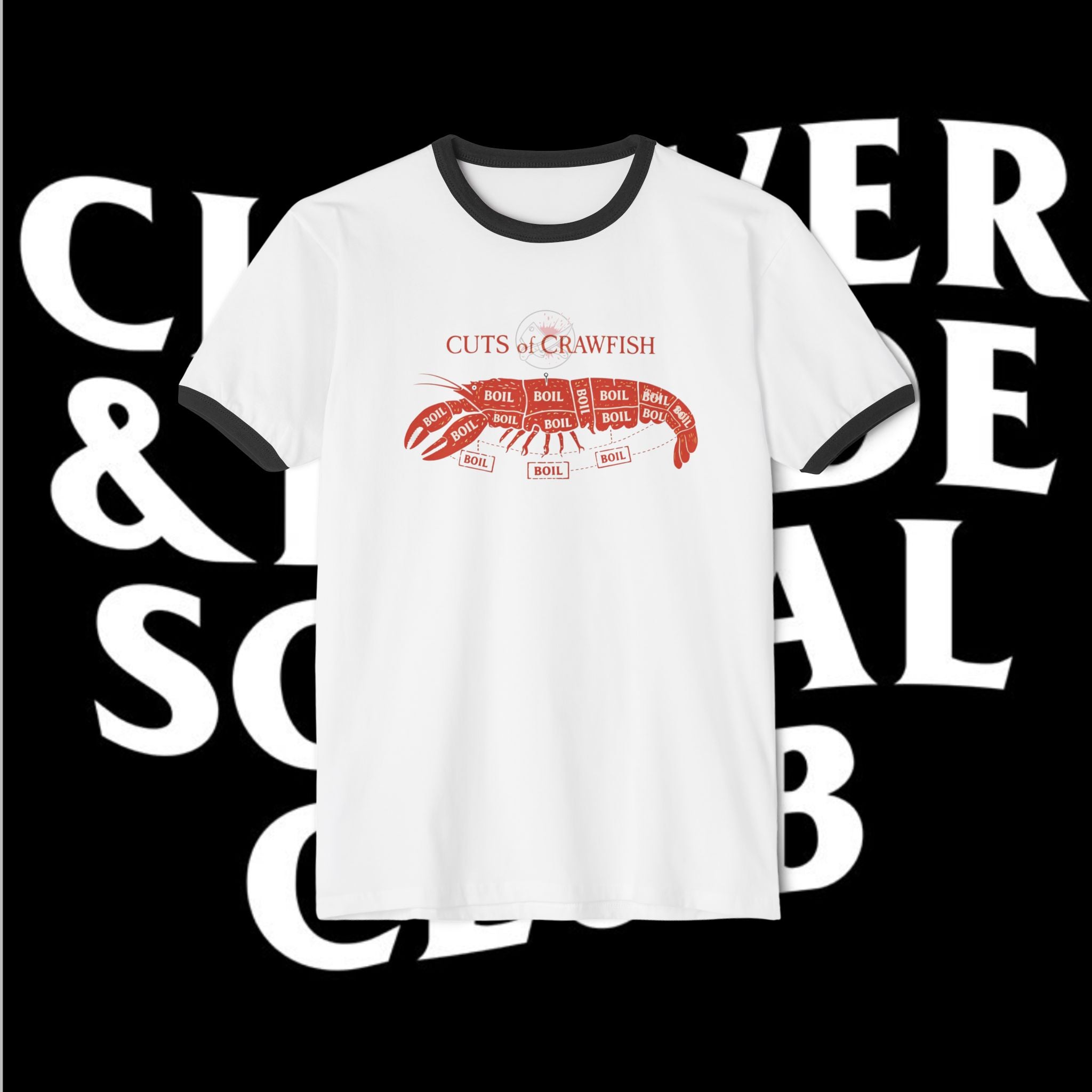 Crawfish Cuts Ringer T-Shirt — Southern Seafood Boil Tee