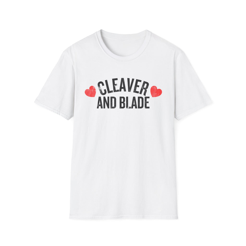 Cleaver And Blade T-Shirt — Cute Kitchen Couple Chef Shirt with Heart Accents