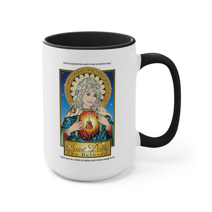 Dolly Parton Saint Portrait Accent Mug — Inspirational Music Lover Coffee Cup