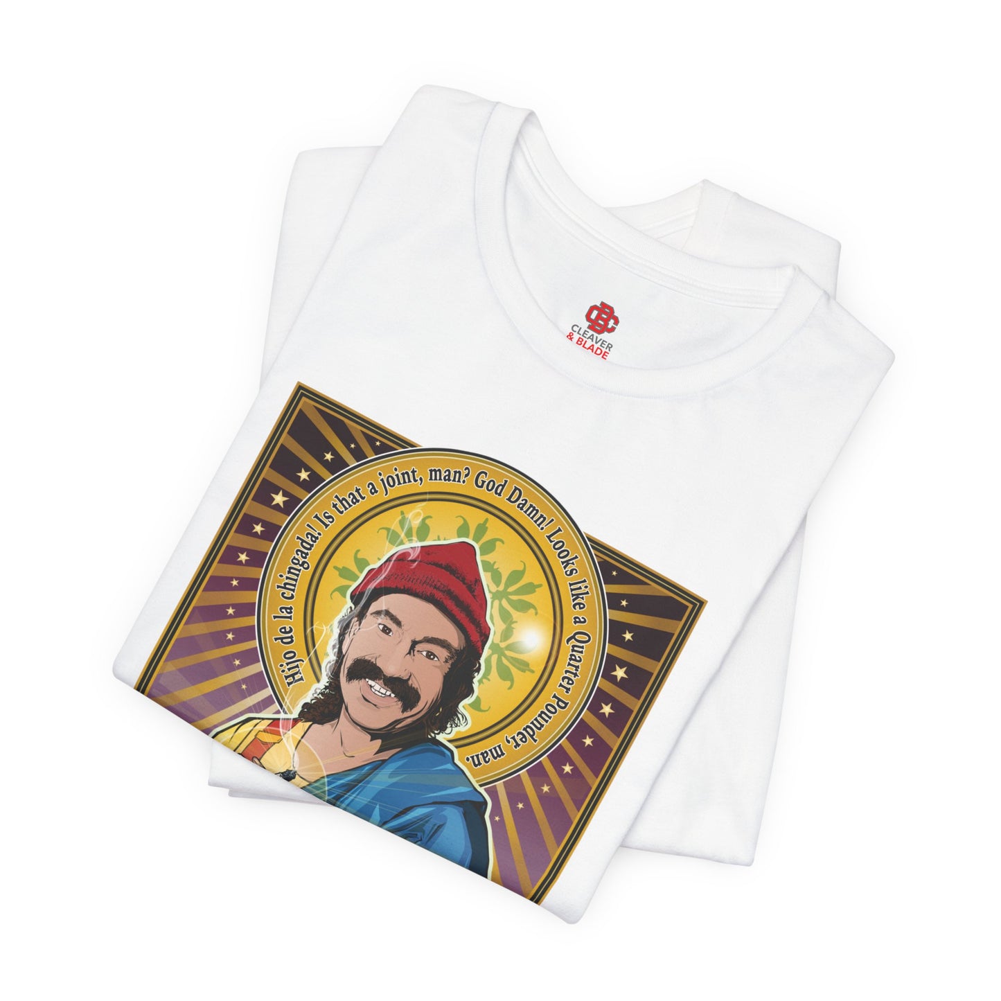 Saint Cheech El Stoner T‑Shirt — Retro Cannabis Prayer Tee