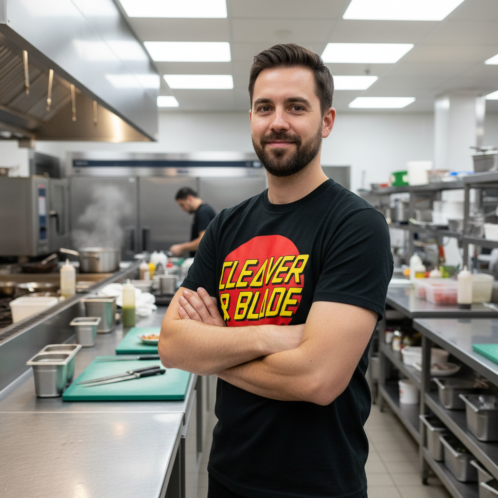 Cleaver & Blade Unisex Cotton Crew Tee - Retro Graphic Tee for Food Lovers