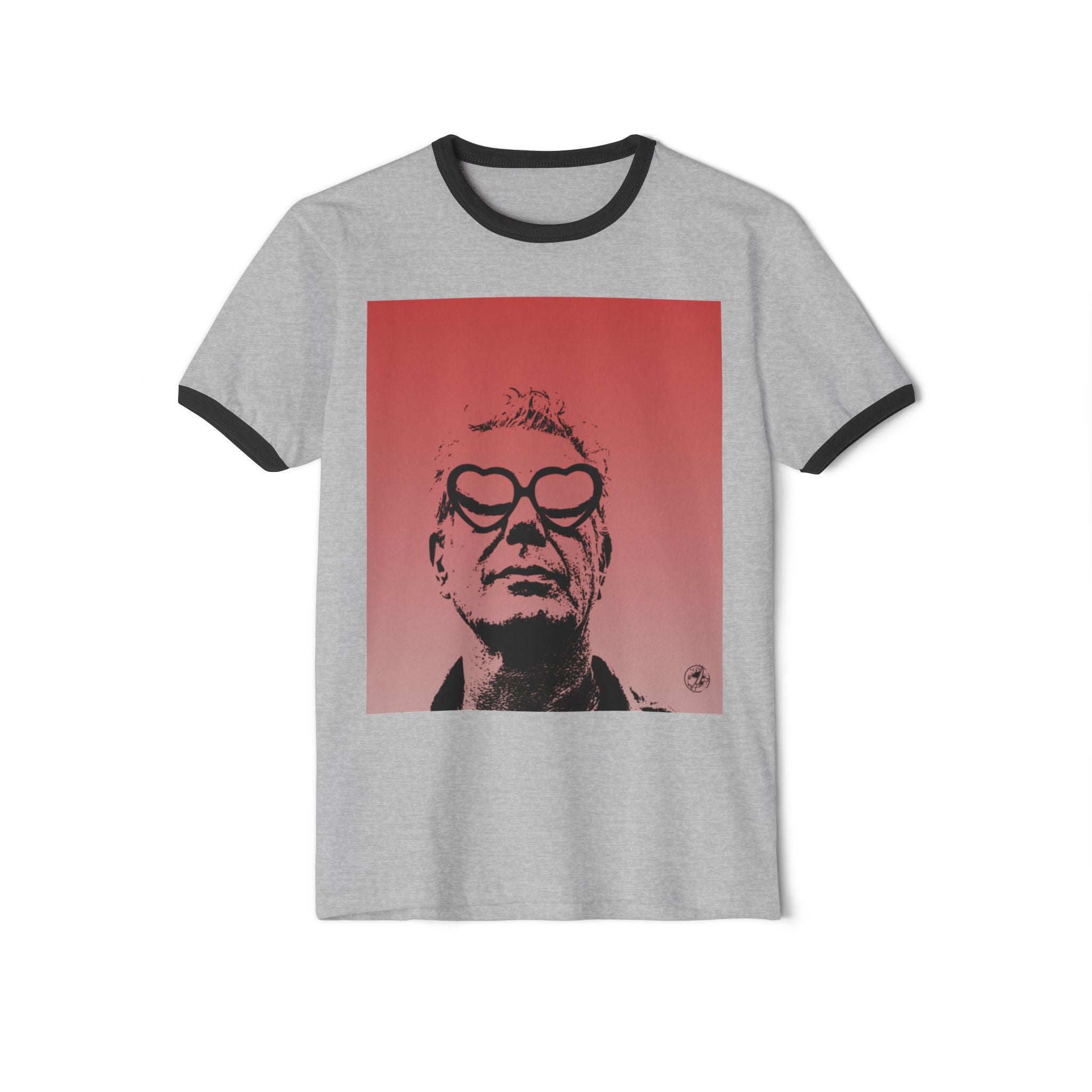 Vintage Portrait Ringer T‑Shirt — Bold Heart Sunglasses Graphic