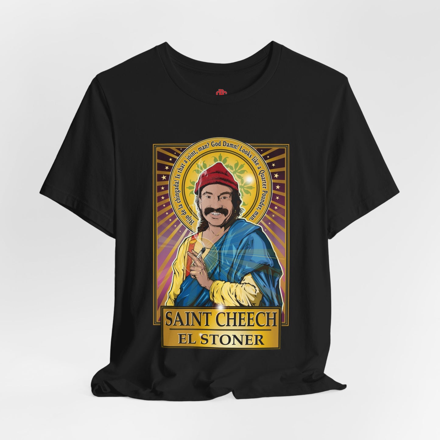 Saint Cheech El Stoner T‑Shirt — Retro Cannabis Prayer Tee