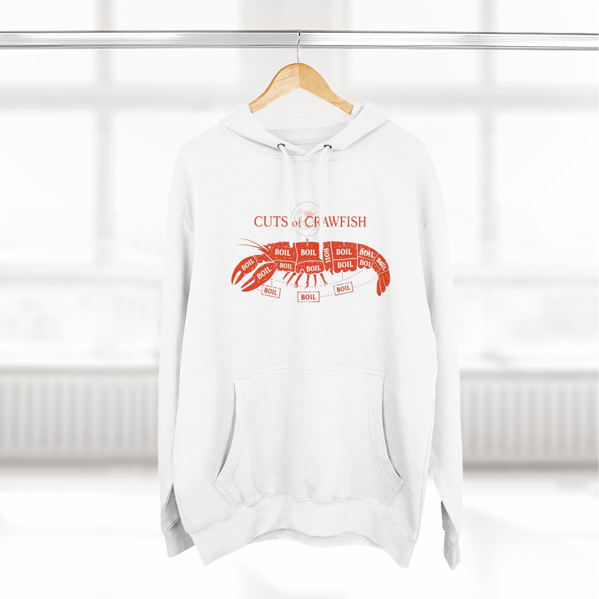 Crawfish Cuts Diagram Hoodie — Seafood Lover Graphic Fleece Hoodie