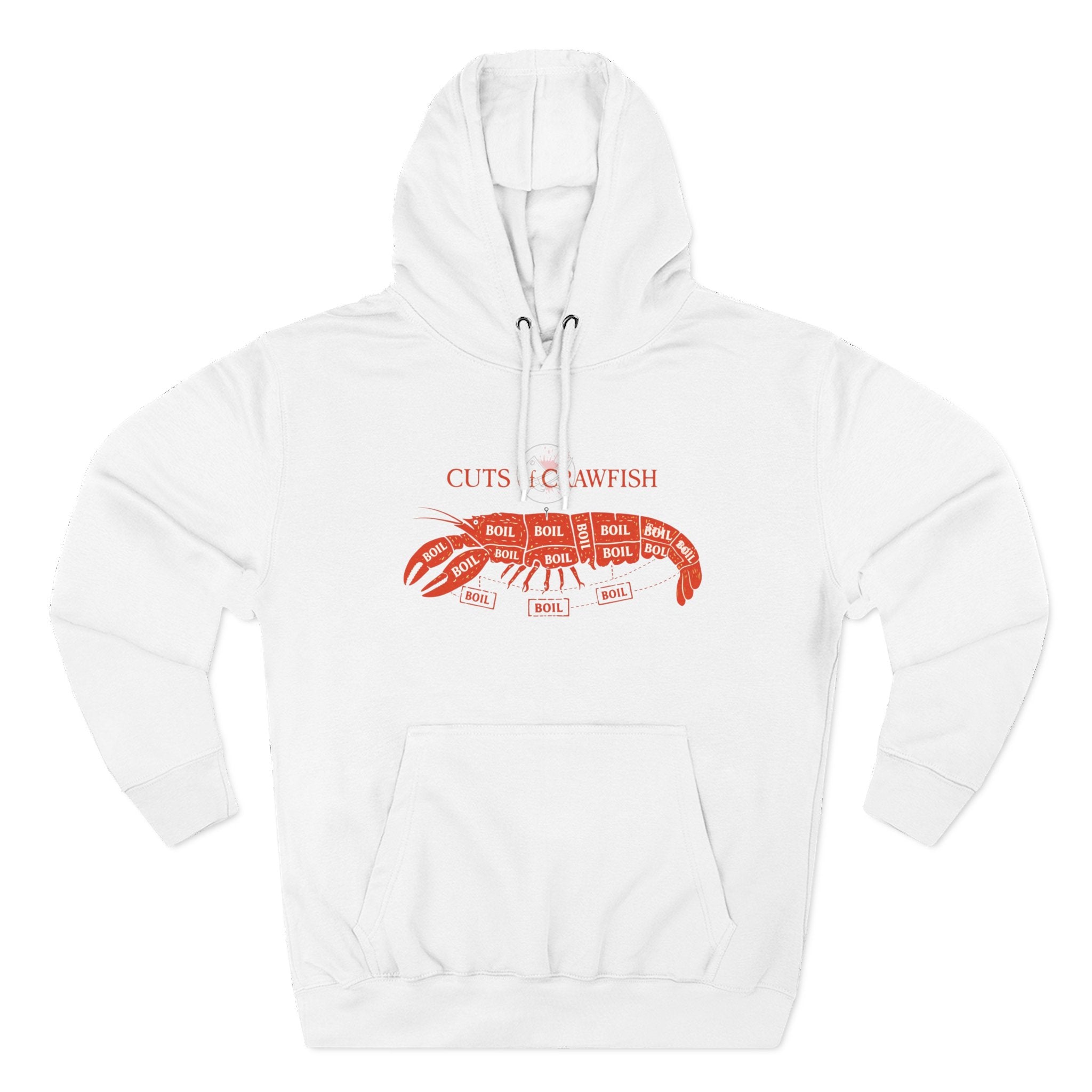 Crawfish Cuts Diagram Hoodie — Seafood Lover Graphic Fleece Hoodie