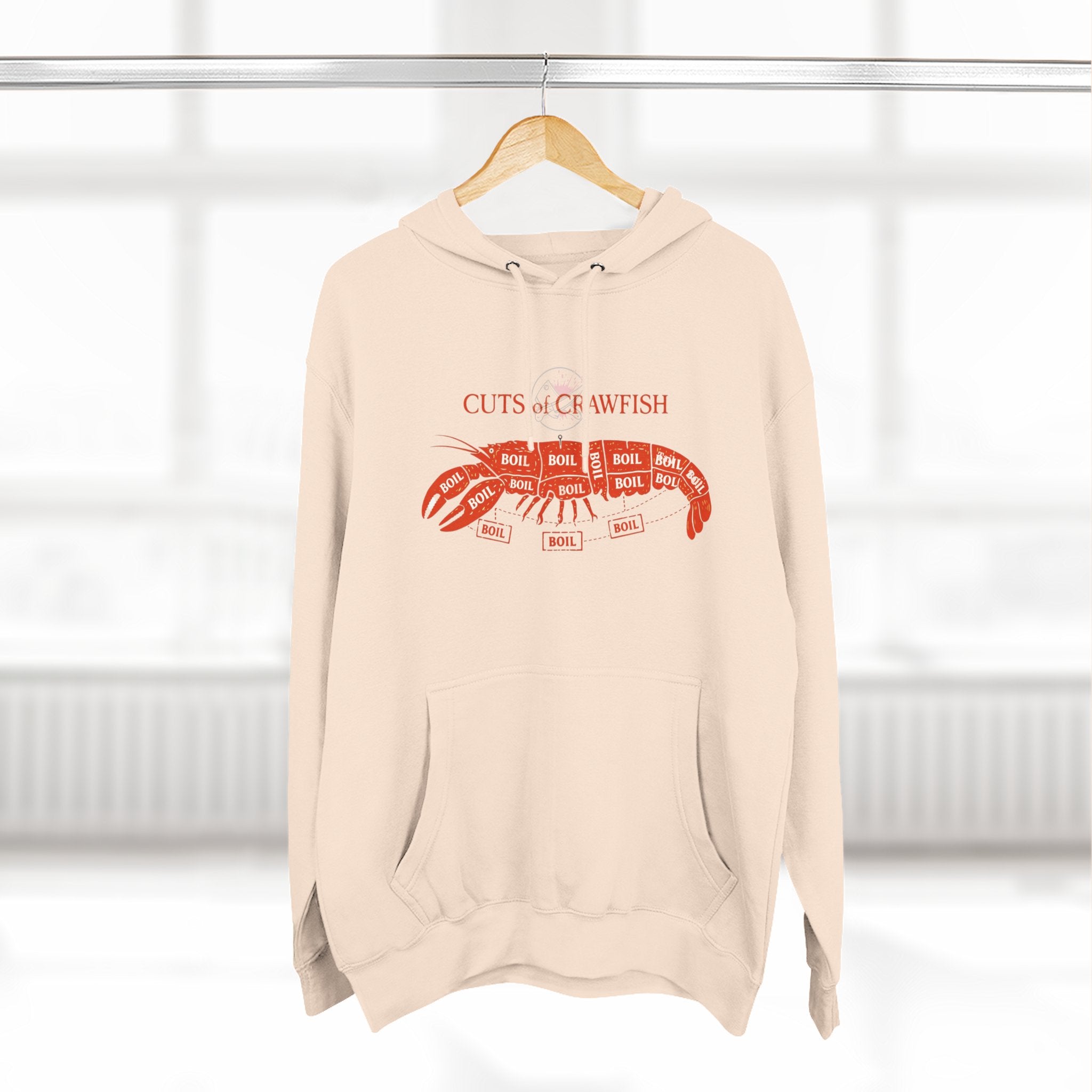 Crawfish Cuts Diagram Hoodie — Seafood Lover Graphic Fleece Hoodie