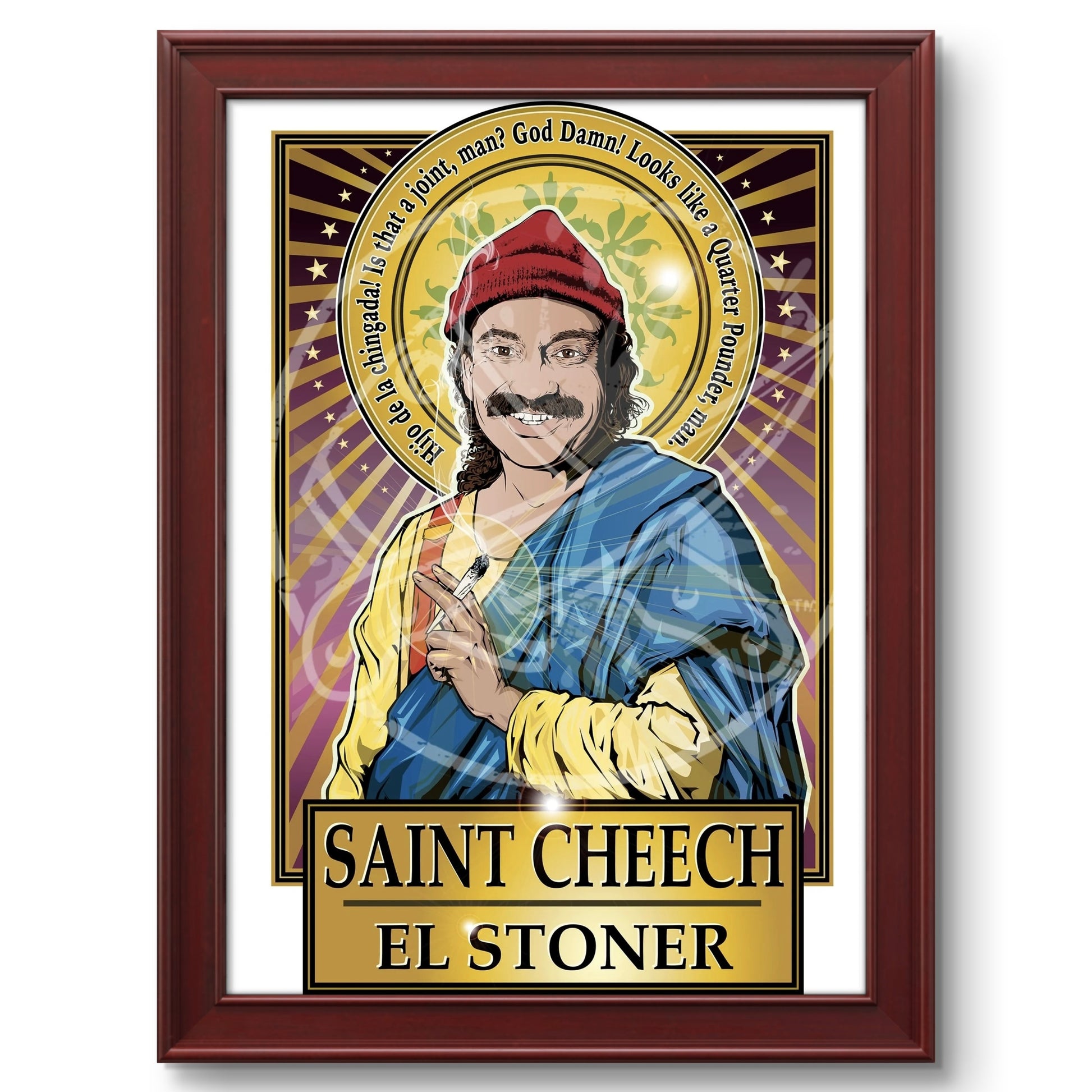 Saint Cheech El Stoner 💨 Poster Cleaverandblade.com