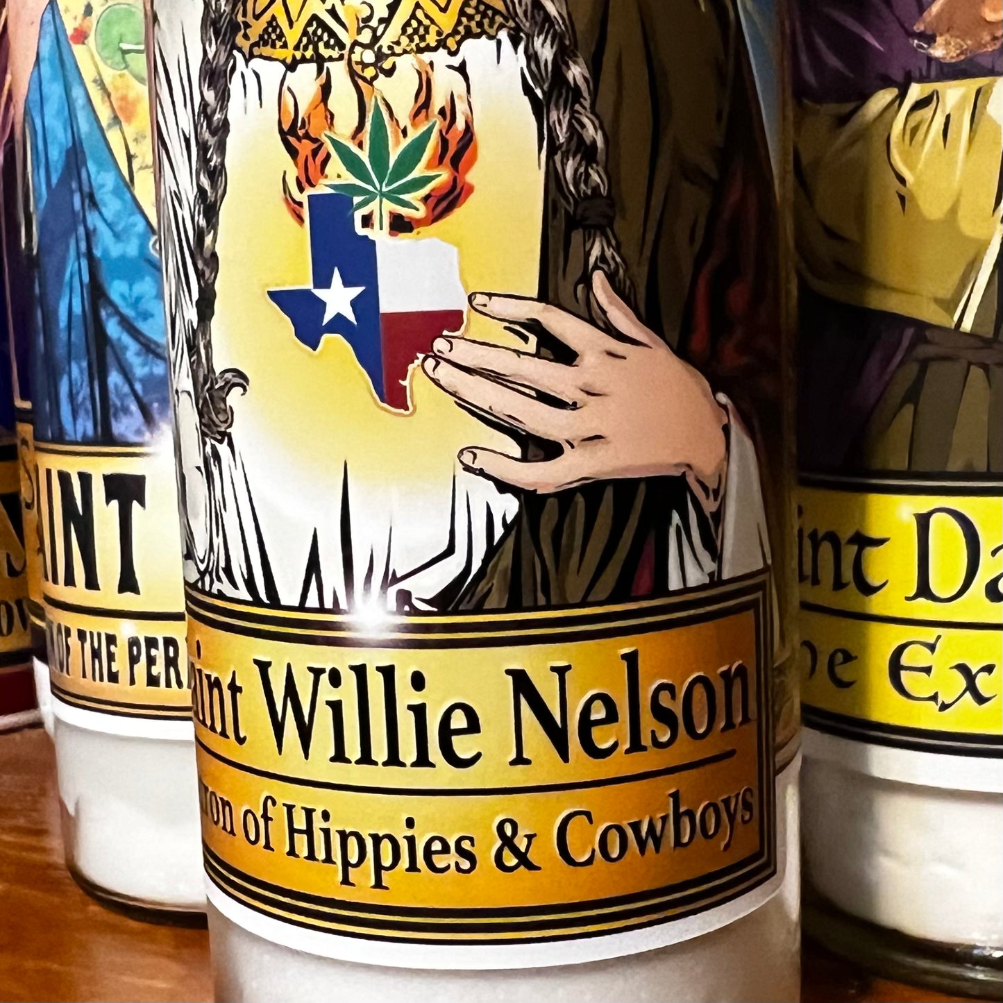 Saint Willie Patron of Hippies & Cowboys Candle Cleaverandblade.com
