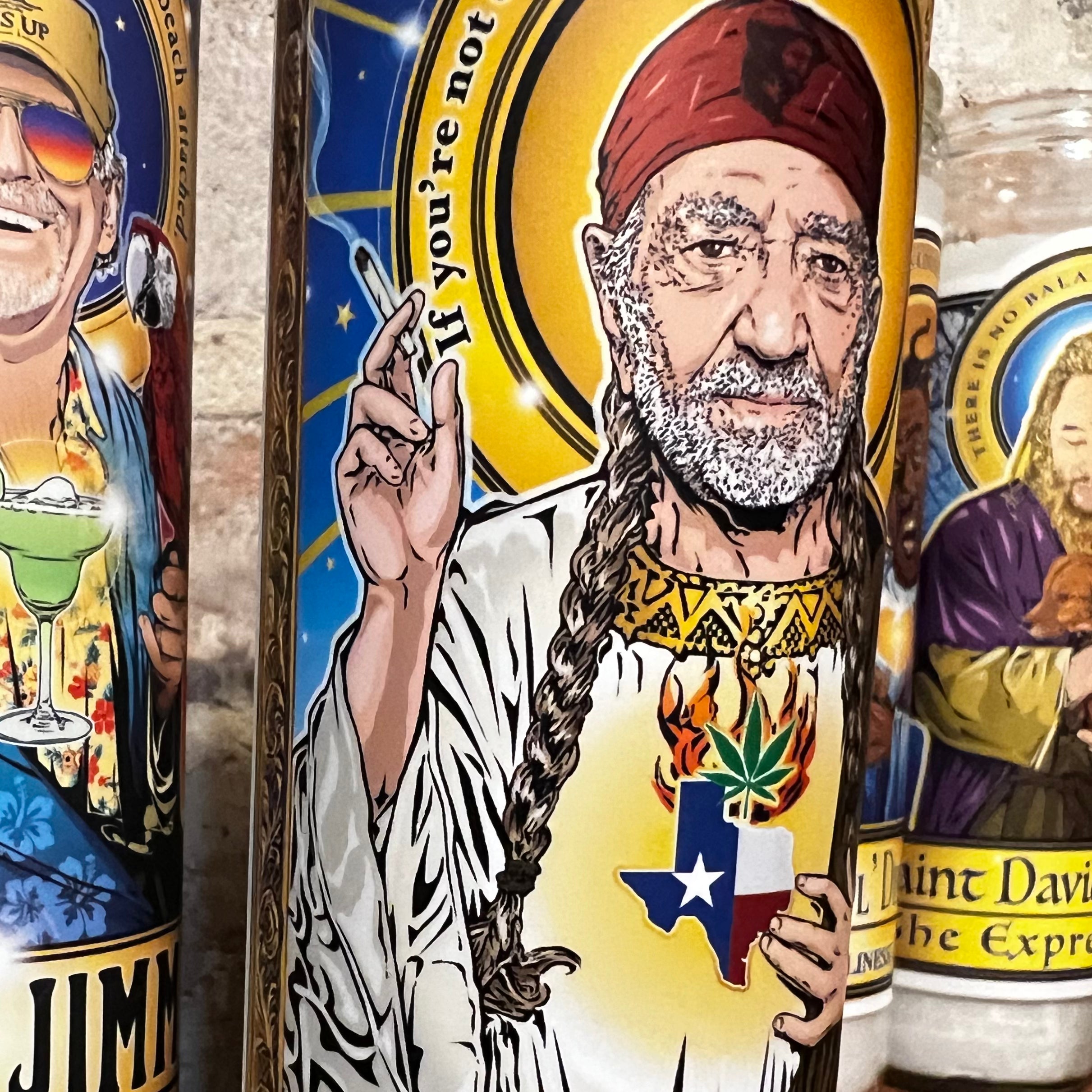 Saint Willie Patron of Hippies & Cowboys Candle Cleaverandblade.com