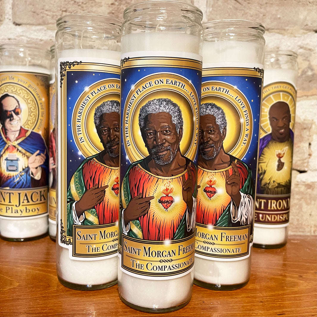 image Saint Morgan Freeman The Compassionate Candle Cleaverandblade.com