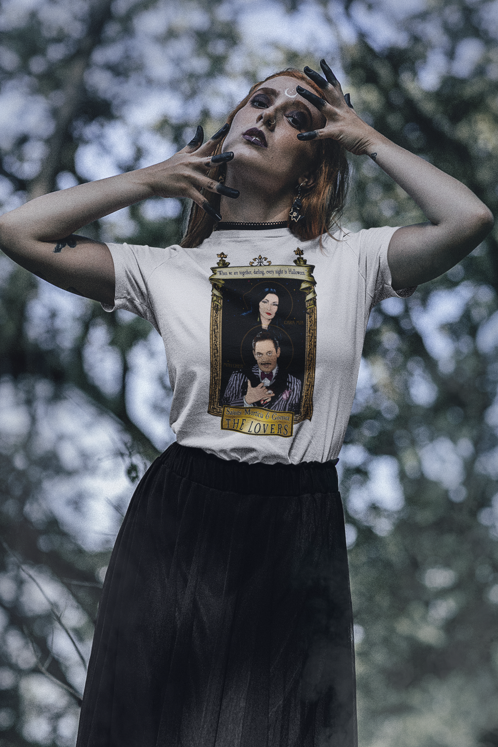 Saint Morticia and Gomez T-Shirt Cleaverandblade.com