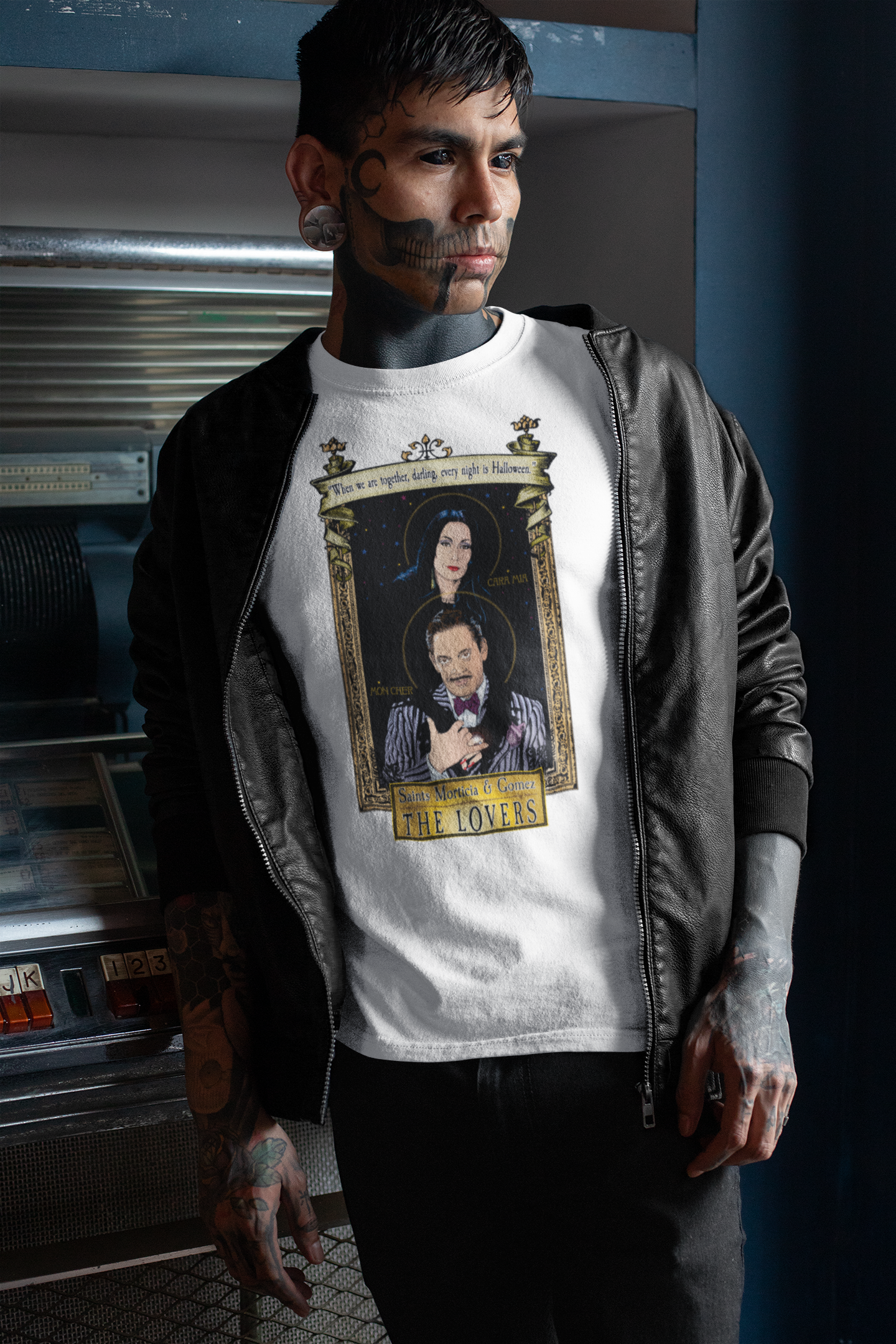 Saint Morticia and Gomez T-Shirt Cleaverandblade.com
