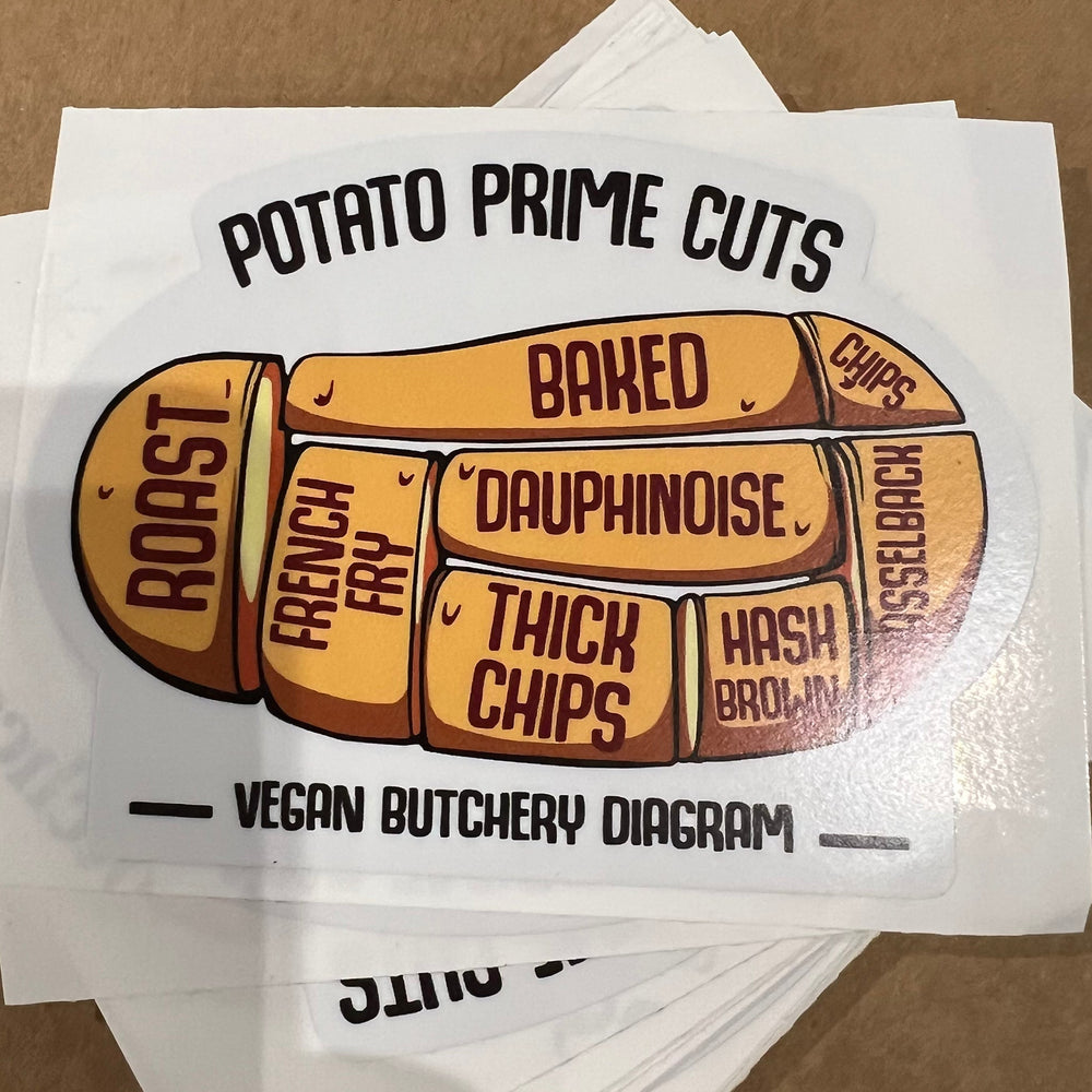Vegan Butchery Diagram Sticker Cleaverandblade.com