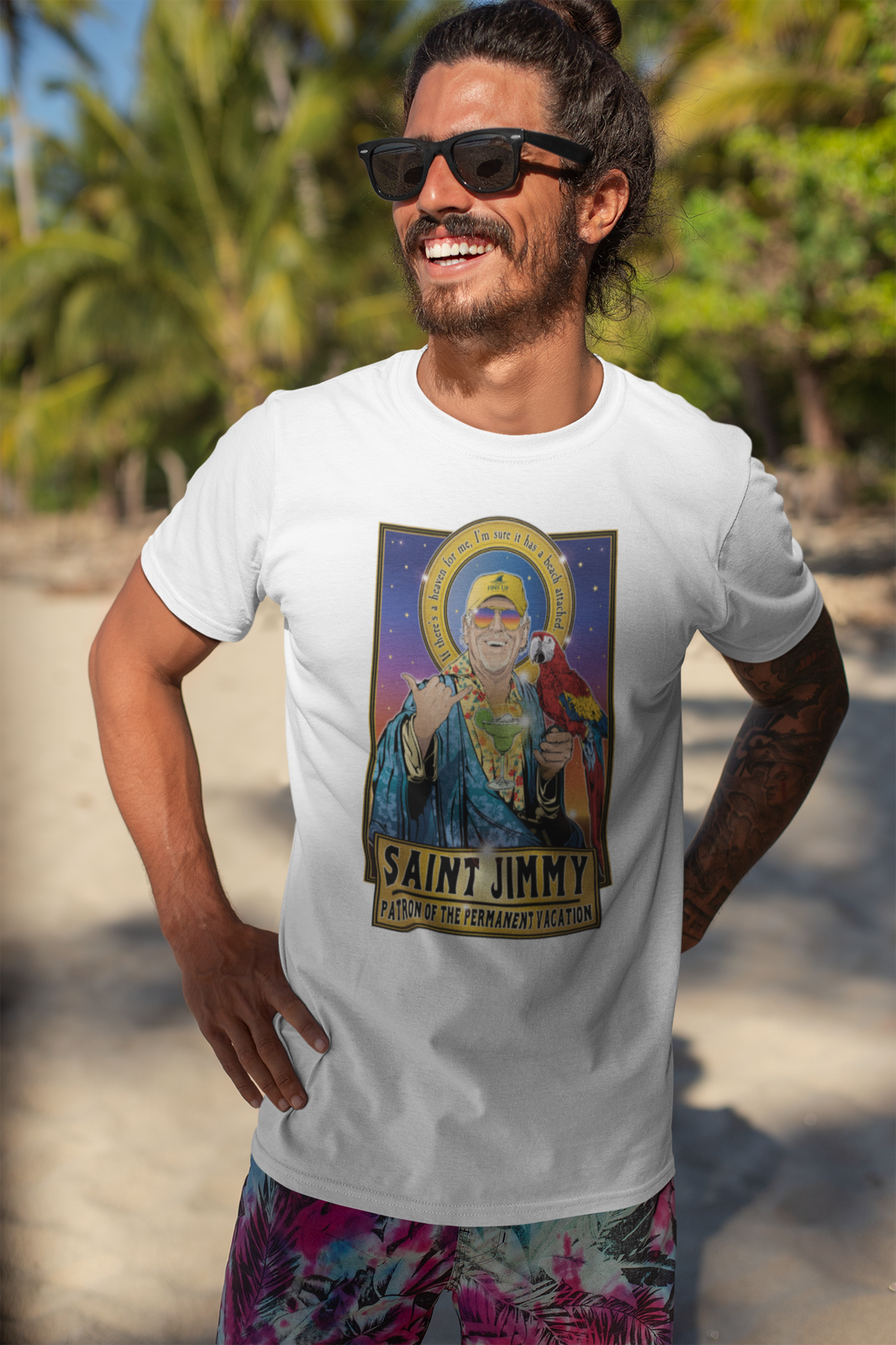image Saint Jimmy 🌴 Patron of the Permanent Vacation Shirt Cleaverandblade.com